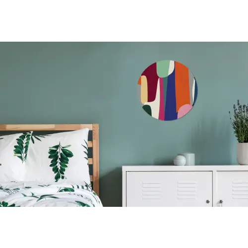 Vormen - Ritmisch - Kleuren - Abstract Wandcirkel aluminium klein -slaapkamer