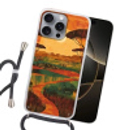 Landschap - Afrikaans - Zon Hoesje iPhone 16 Pro Max met koord klein -sfeer1