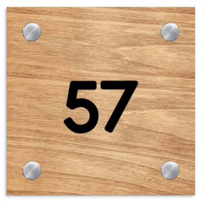 Licht hout - Traditioneel Naambord Vierkant klein -3d