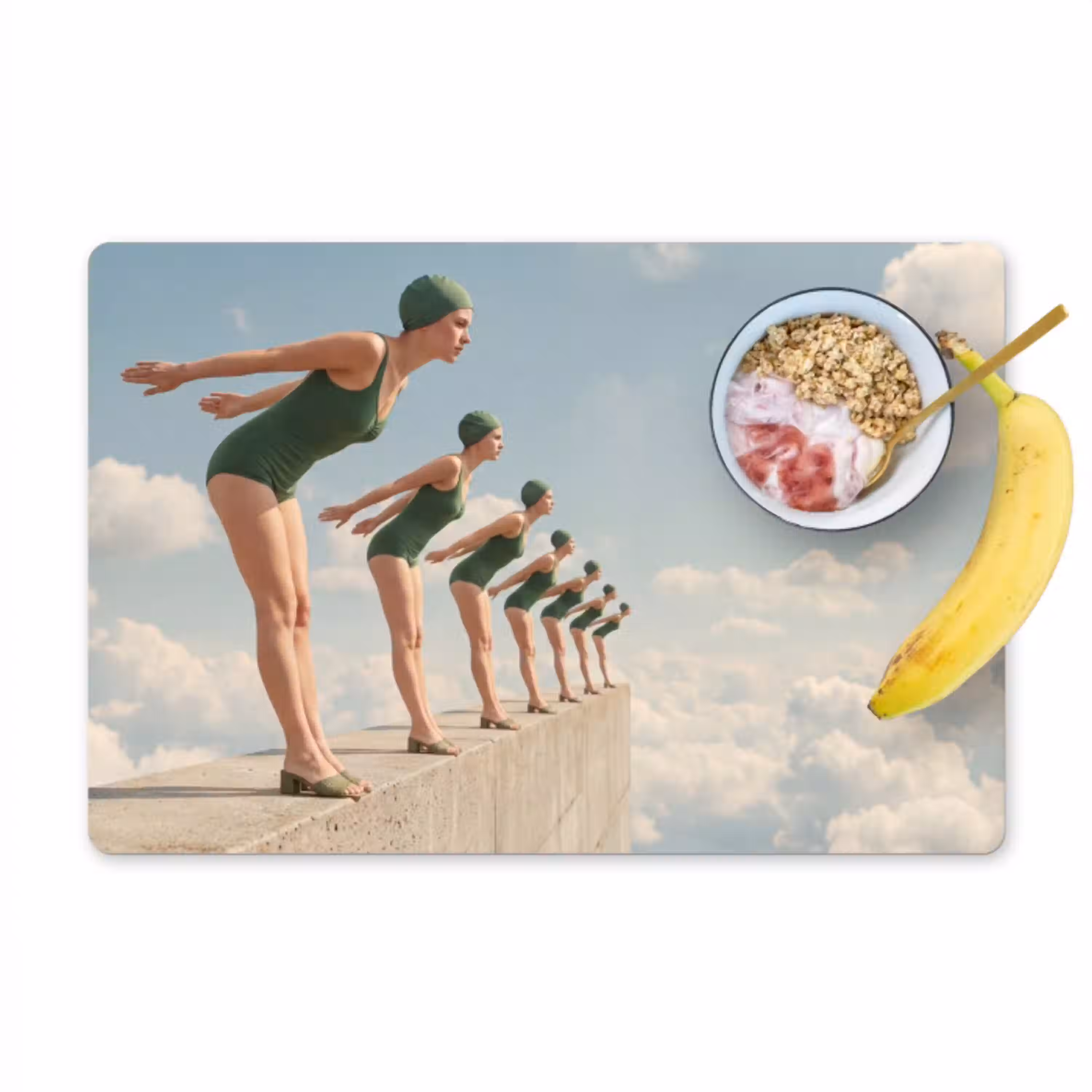 Vrouwen - Duikhouding - Wolken Placemat vinyl groot -zzzproduct_Kitchenyeah-website