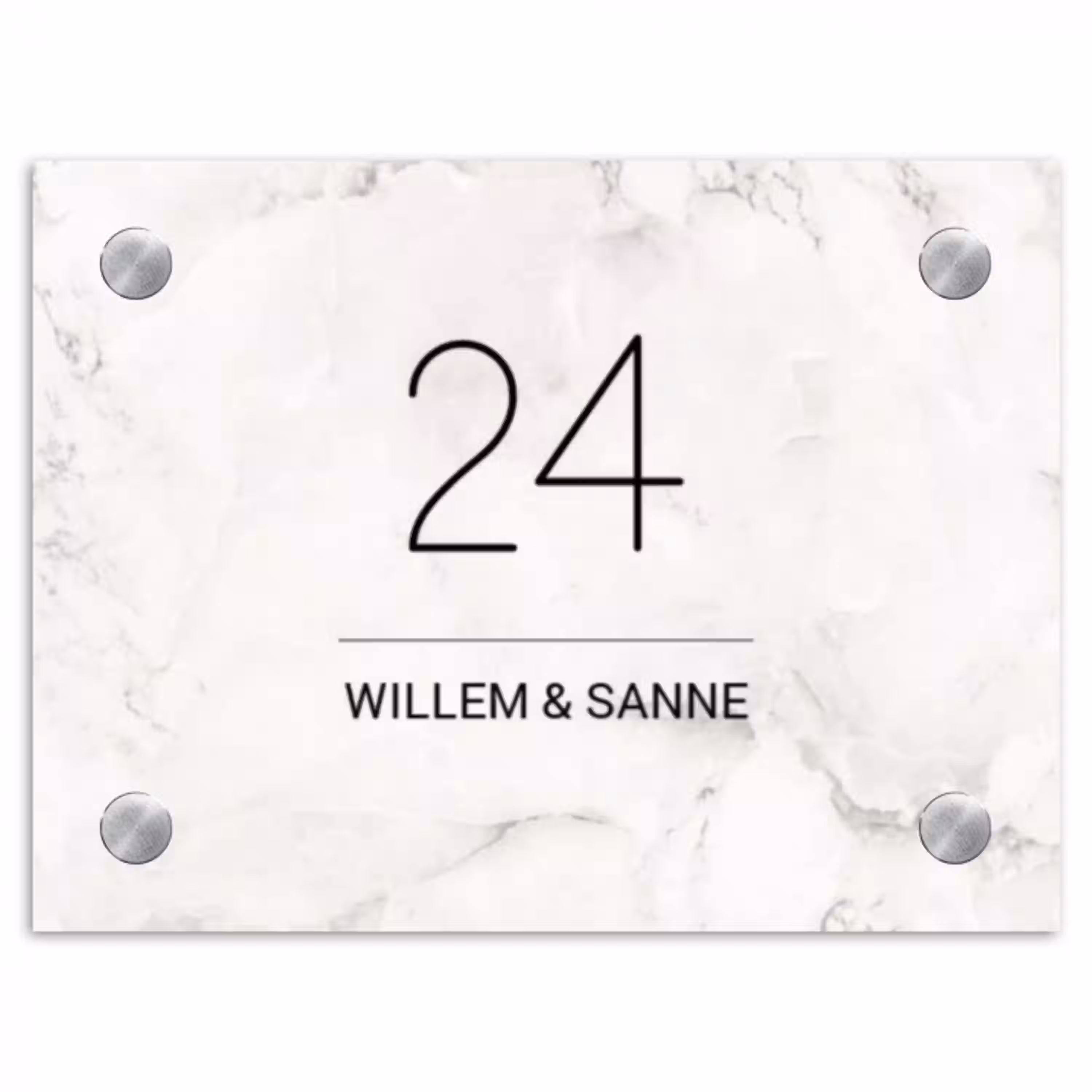 Wit marmer - Klassiek Naambord Rechthoek middel -3d