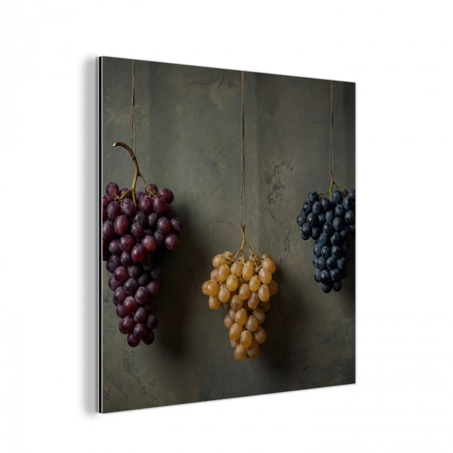 Druiven - Kleurrijk - Muur aluminium wit klein -3d
