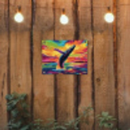 Zonsondergang - Walvis - Geschilderd - Kleurrijk tuinposter los doek klein -sfeer1