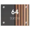 Hout en antraciet - Modern Naambord Rechthoek middel -3d
