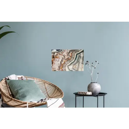 Binnenkant van een geode uit de natuur met groene en oranje kleuren Muursticker klein -plant