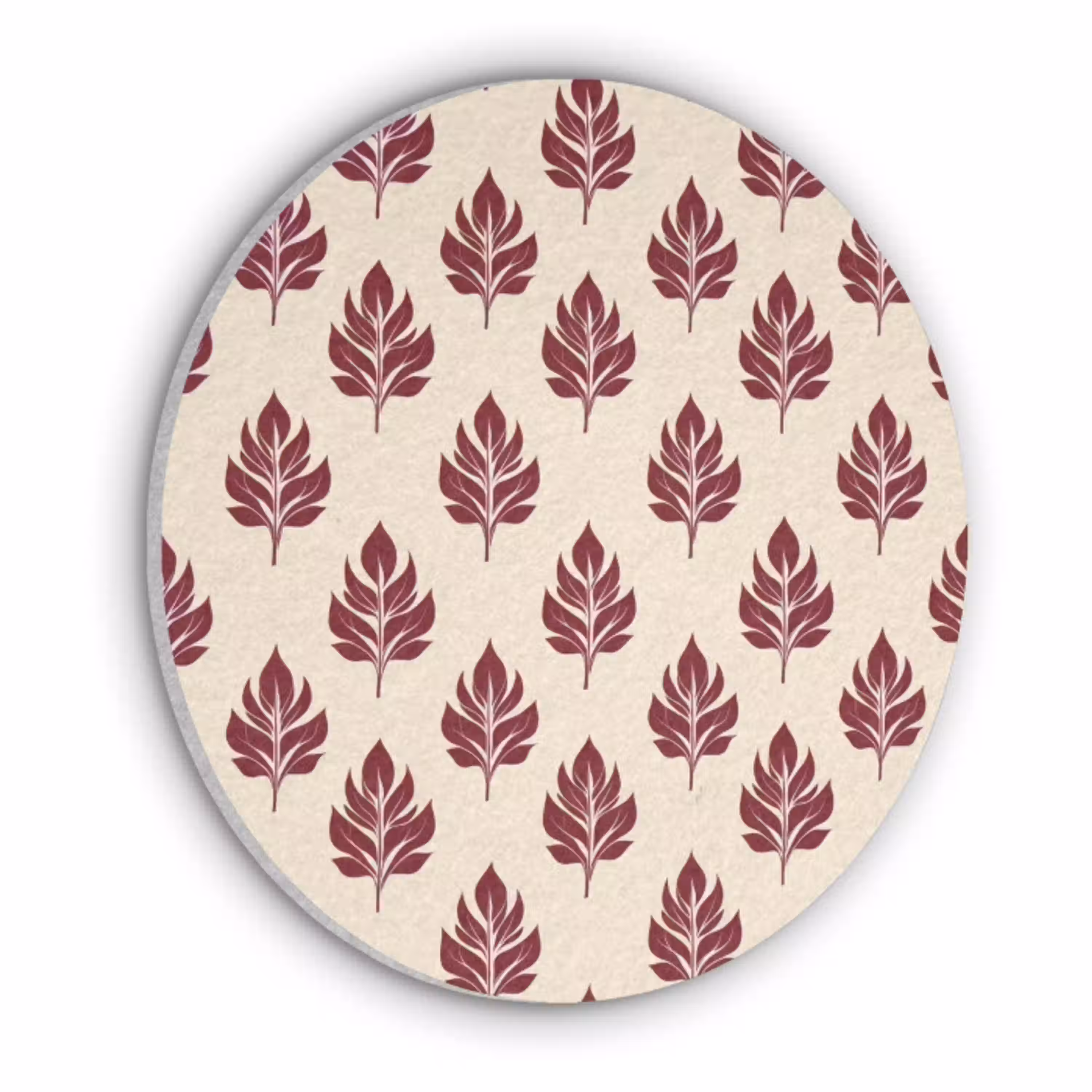 Botanisch - Patroon - Bordeaux Akoestische PET Vilt - Rond klein 838 -3d