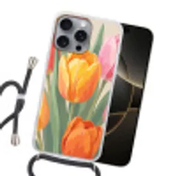 Tulpen - Abstract - Kleurrijk Hoesje iPhone 16 Pro Max met koord klein -sfeer1