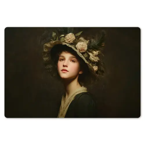 Bloemenhoed - Portret - Vrouw Placemat vinyl groot -zzsfeer1_Kitchenyeah-website