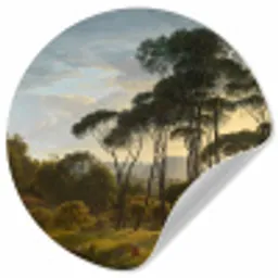 Italiaans landschap met parasoldennen - Schilderij van Hendrik Voogd Wandcirkel behangsticker klein -3d