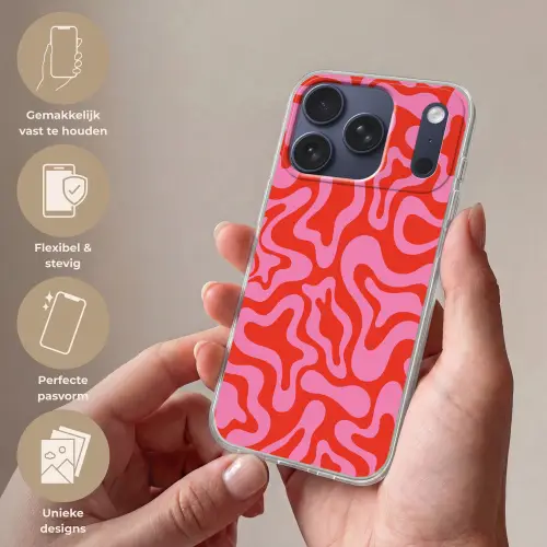 Abstract - Patroon - Rood - Roze - Minimalistisch Telefoonhoesje iPhone 17 Pro klein -sfeer3_NL