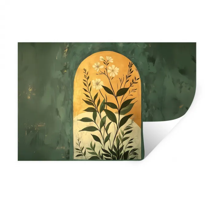 Plant - Bloemen - Wit Muursticker klein -3d