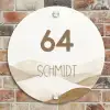 Beige landschap - Modern Naambord Rond klein -sfeer2