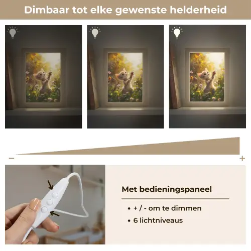 Kitten - Dier - Natuur - Bloemen Light Box met kabel klein -USP_dimbaarNL