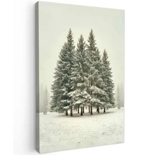 Bomen - Sneeuw - Wit Tuinposter op houten frame 2 cm dik klein -3d