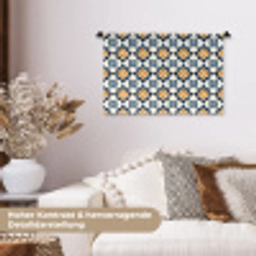 Klassiek - Geometrisch - Blauw Wandkleed katoen klein 269 -tsfeer1_DE