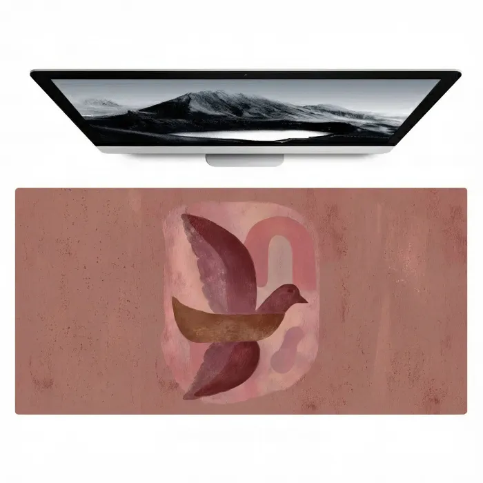 Illustratie - Vogels - Abstract - Roze Muismat XXL klein -zzz3d