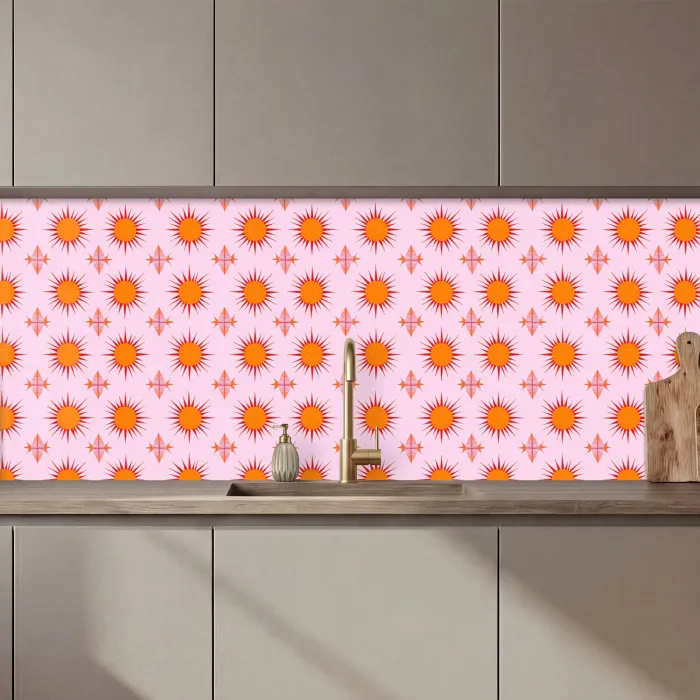 Zon - Patroon - Roze keuken achterwand 2 middel 871 zz_3dshopping