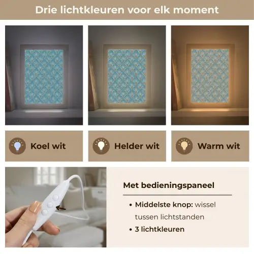 Symmetrisch - Patroon - Blauw Light Box met kabel (Tafellamp) klein 925 -USP_lichtkleurNL