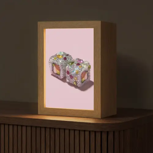 Sushi - Rolletjes - Steentjes - Kleurrijk Light Box met kabel (Tafellamp) klein -z3d_website