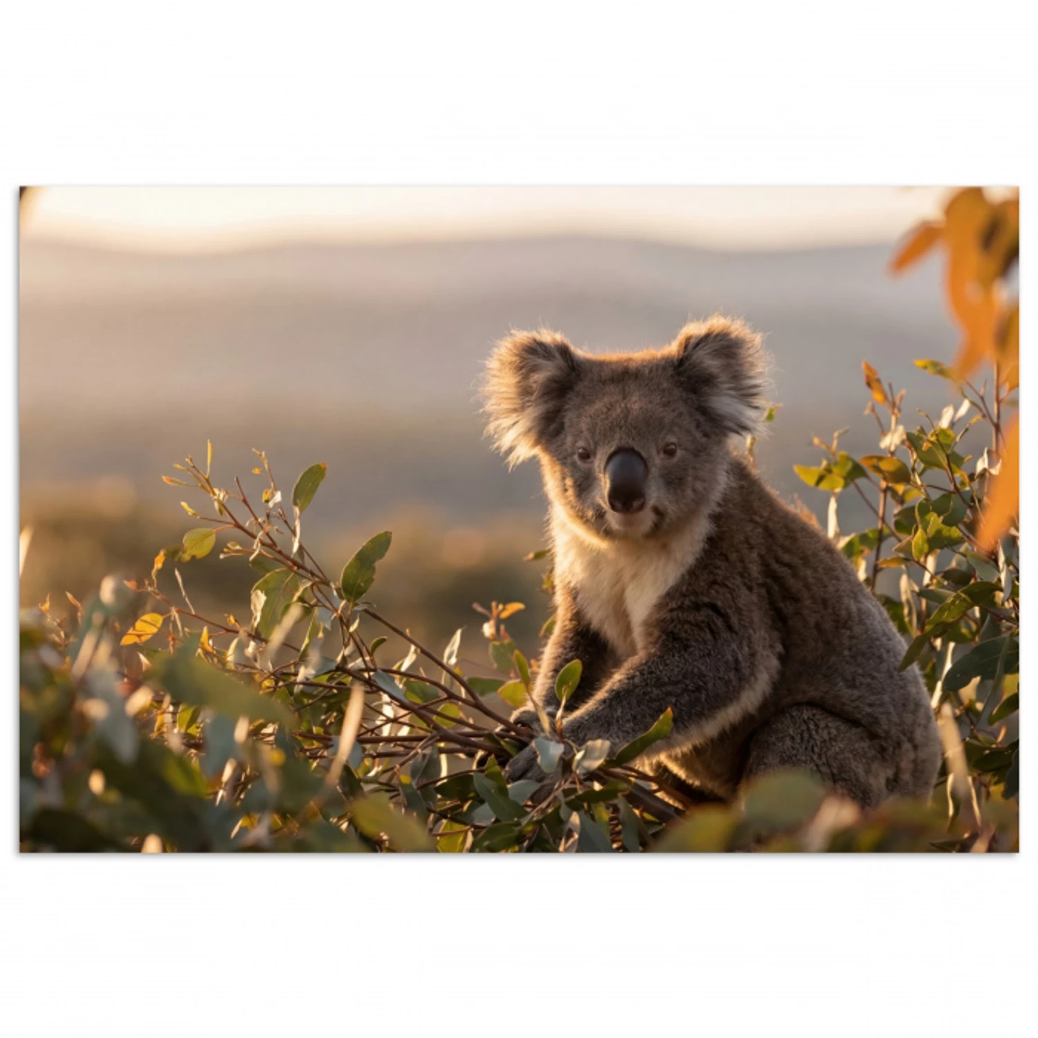 Koala - Bladeren - Ochtendlicht poster papier klein -3d