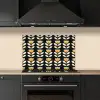 Retro - Bloem - Zwart - Okergeel keuken achterwand spatscherm klein 900 -sfeer1
