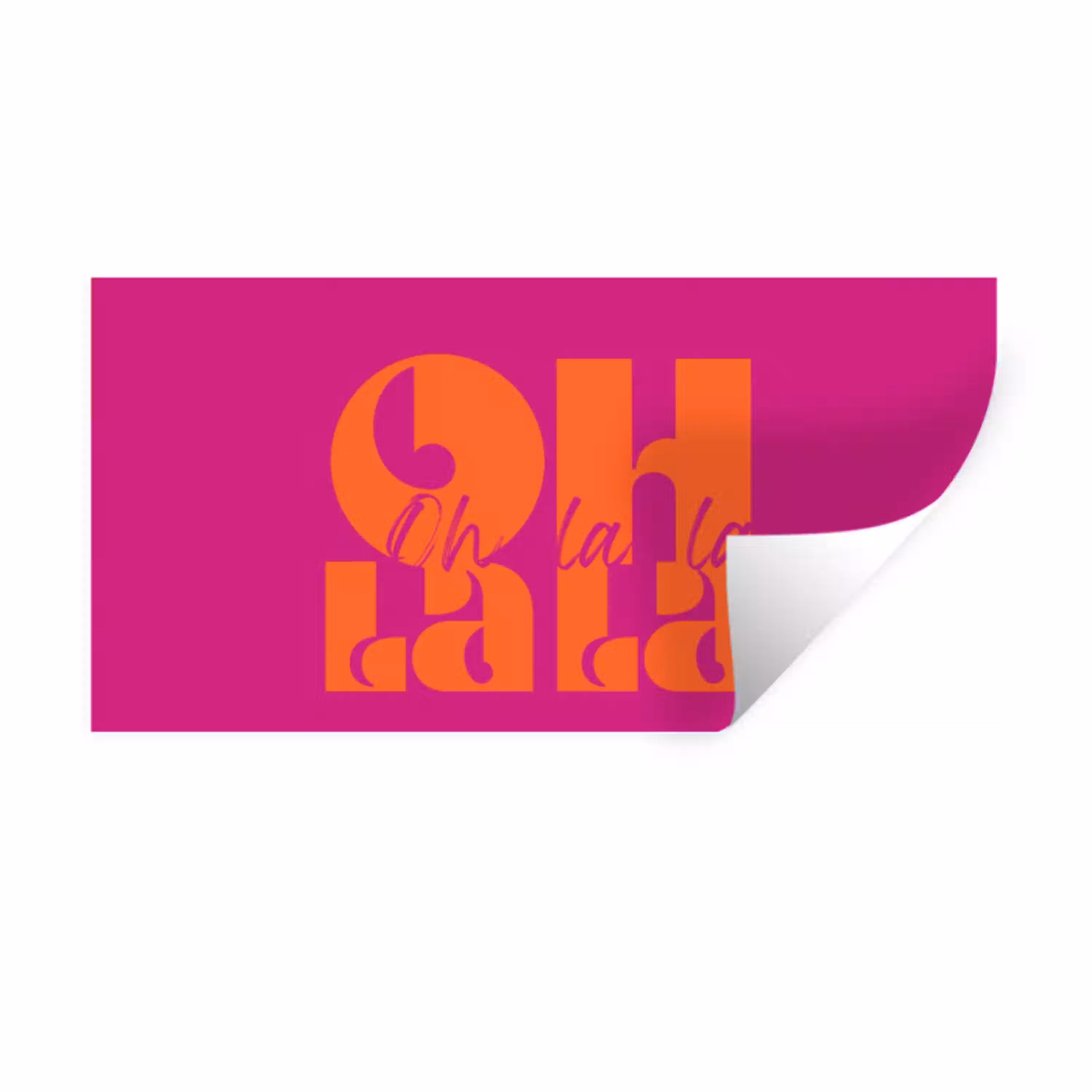 Oh la la - Roze - Oranje - Gestapelde letters Muursticker klein -3d