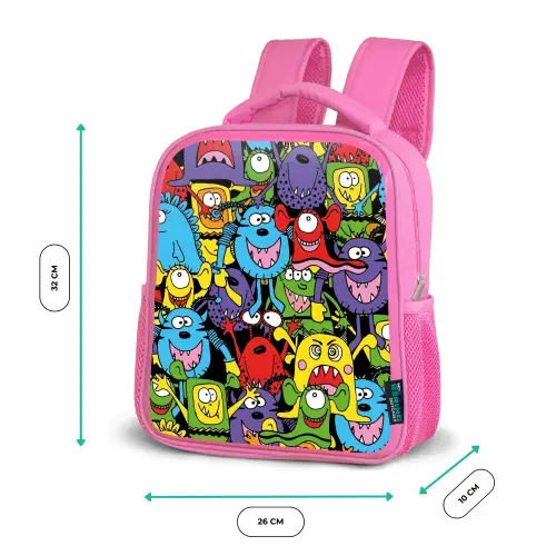Monsters met Felle Kleuren Kinderrugzak - Roze middel -productfoto_formaten