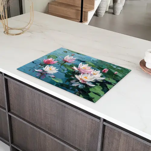 Waterlelies - Bloemen - Roze - Water Inductie beschermer vinyl 3mm klein -sfeer8
