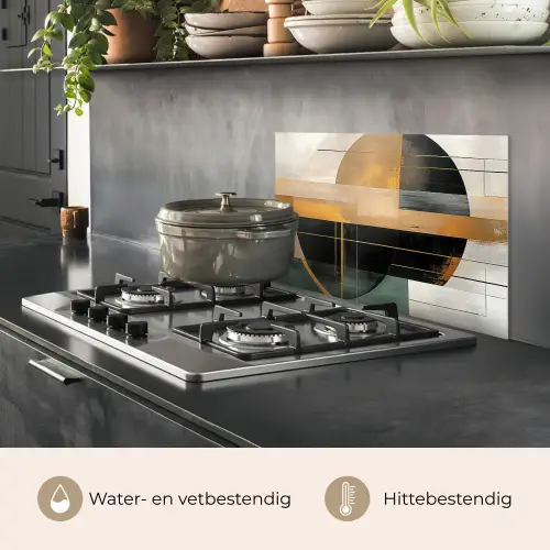 Abstract - Goud - Brons - Groen - Vormen - Modern keuken achterwand spatscherm klein -usp_NL