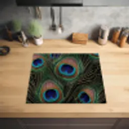 Pauwenveren - Klassiek - Groen Inductie beschermer vinyl 3mm middel -sfeer5