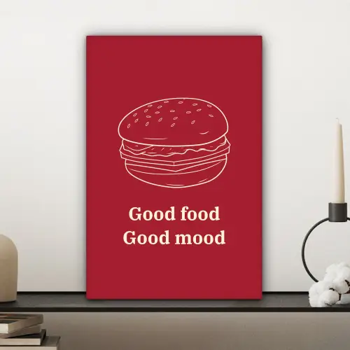 Dieprood - Lijntekening - Tekst - Hamburger canvas 2cm klein -sfeer6