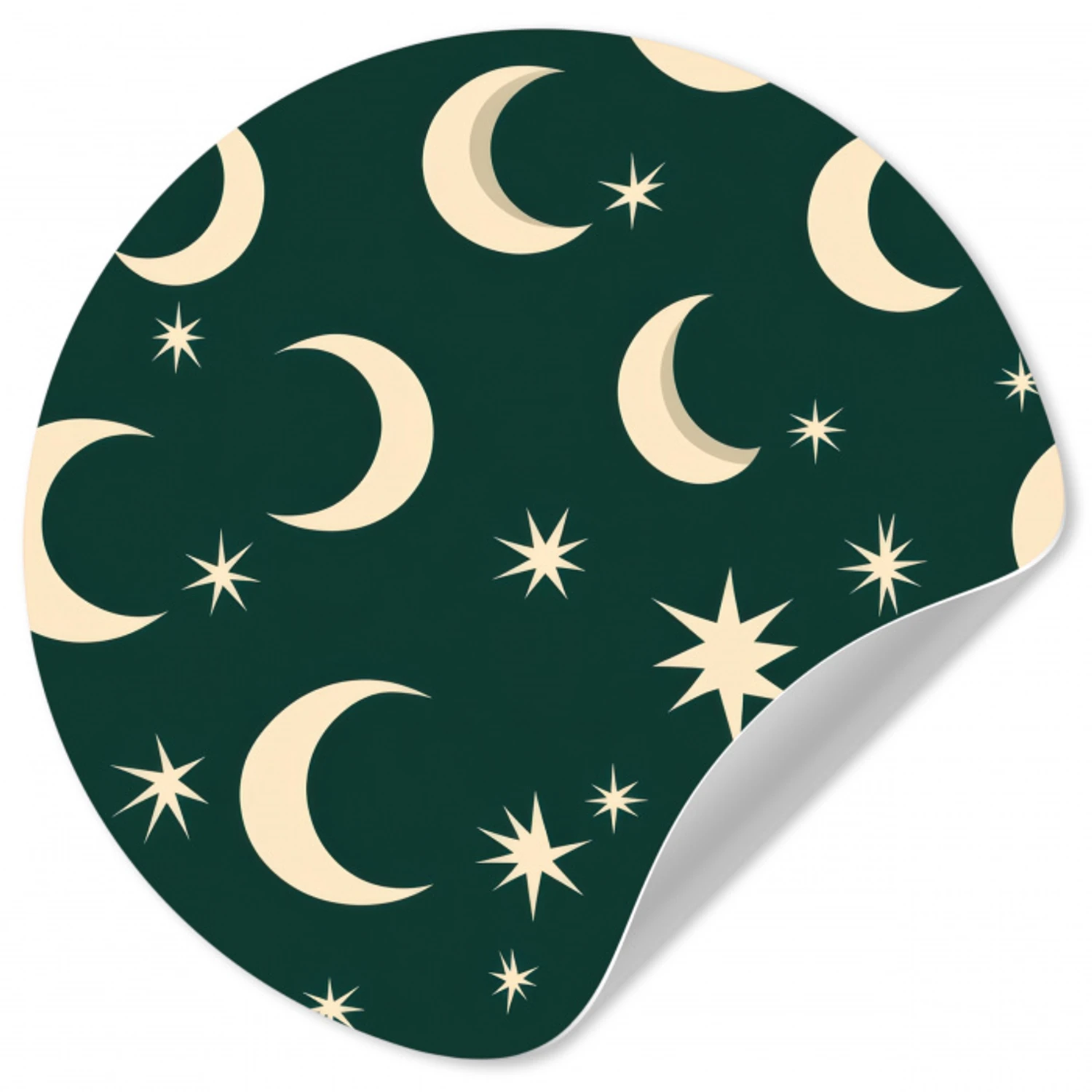 Manen - Sterren - Groen Wandcirkel behangsticker klein 186 -3d