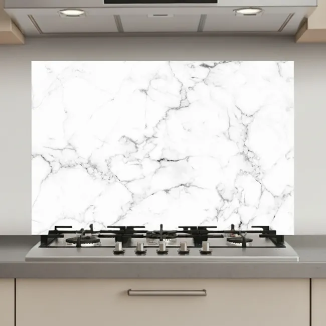 Marmer - Wit - Grijs - Luxe - Marmerlook - Structuur keuken achterwand spatscherm klein -3d_website