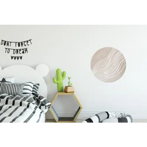 Golvende lijnen - Vloeiend - Zandkleurig Wandcirkel aluminium klein -kinderkamer