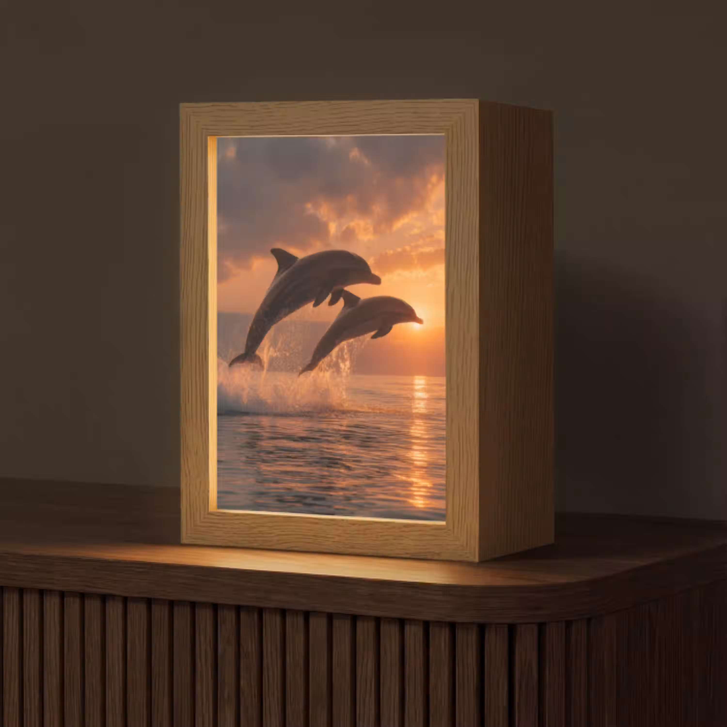 Dolfijnen - Zee - Realistisch Light Box met kabel (Tafellamp) klein -z3d_website