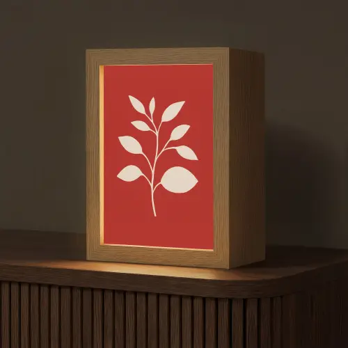 Silhouet - Bladeren - Tak Light Box met kabel (Tafellamp) klein -z3d_website