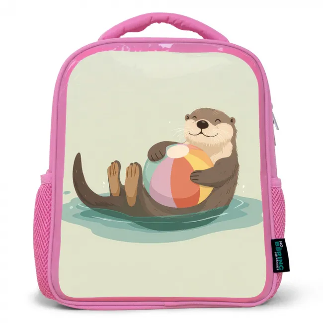 Otter - Strandbal - Kleurrijk Kinderrugzak - Roze middel -3d
