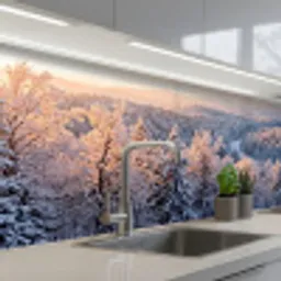 Bos - Bergen - Goud - Winter - Warm keuken achterwand 2 middel -3d_schuin