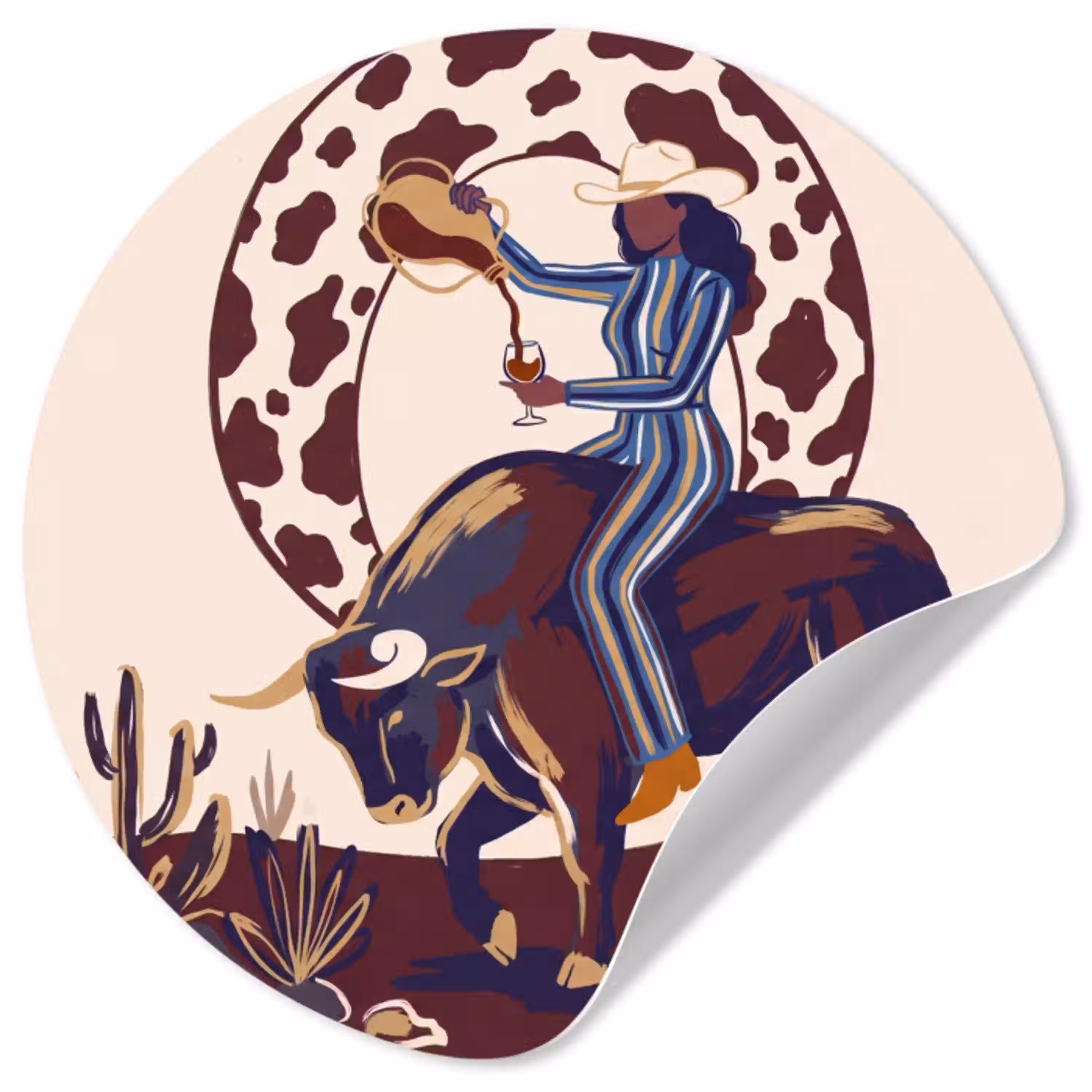 Mensen - Dieren - Cowboy - Abstract - Kleurrijk Wandcirkel behangsticker klein -3d