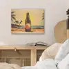 Bierfles - Zonsondergang - Palmbomen - Zee PET vilt klein -sfeer3