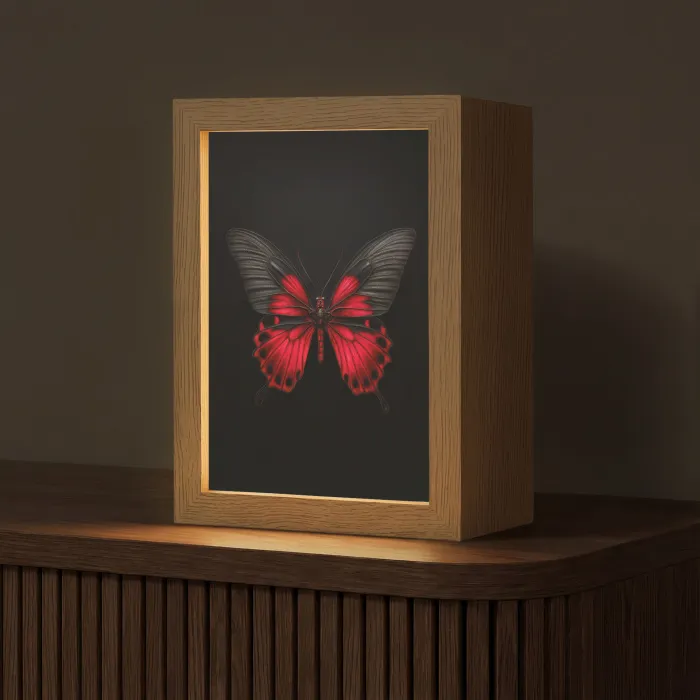 Vlinder - Rood - Contrast Light Box met kabel (Tafellamp) klein -z3d_website
