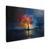 Boom - Blauw - Bladeren - Vakken canvas 2cm klein -z3d