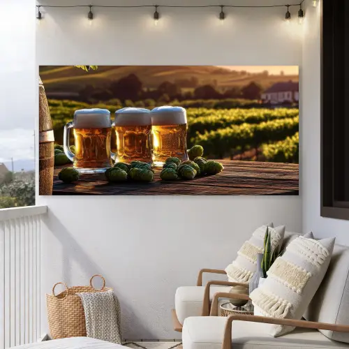 Bier - Hop - Landschap Tuinposter op houten frame 2 cm dik xxl -sfeer1
