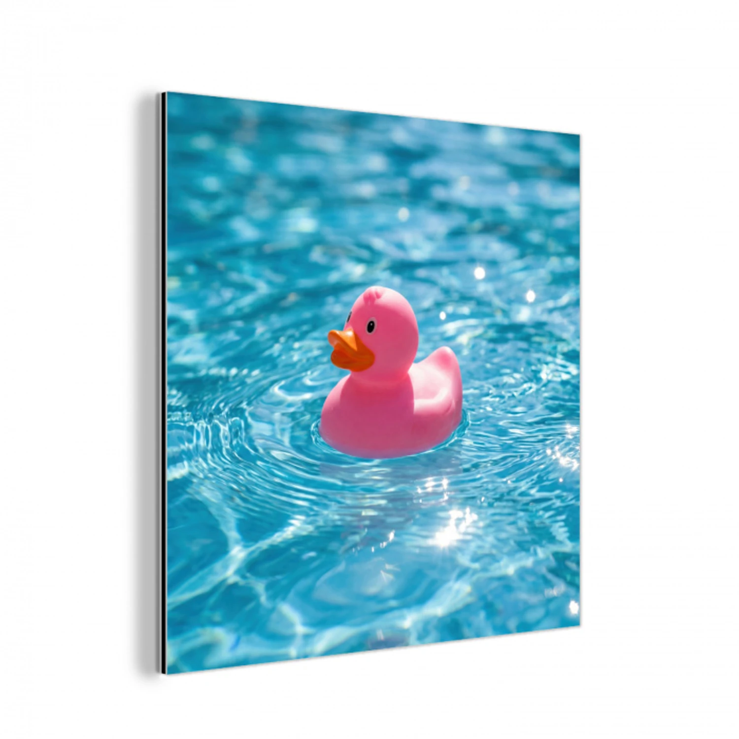 Badeend - Dobberend - Roze aluminium wit klein -3d