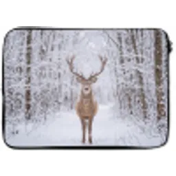 Hert - Winter - Bos - Natuur - Wit laptophoes neopreen klein -zkaufland3dotto