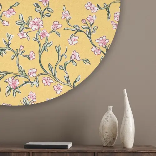 Bloemen - Motief - Geel Akoestische PET Vilt - Rond klein 838 -sfeer5_closeup