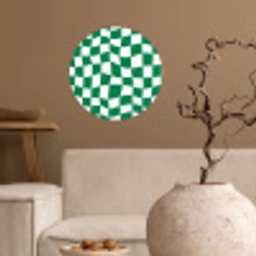 Schaakbord - Golvend - Groen Wandcirkel behangsticker klein 186 -sfeer1