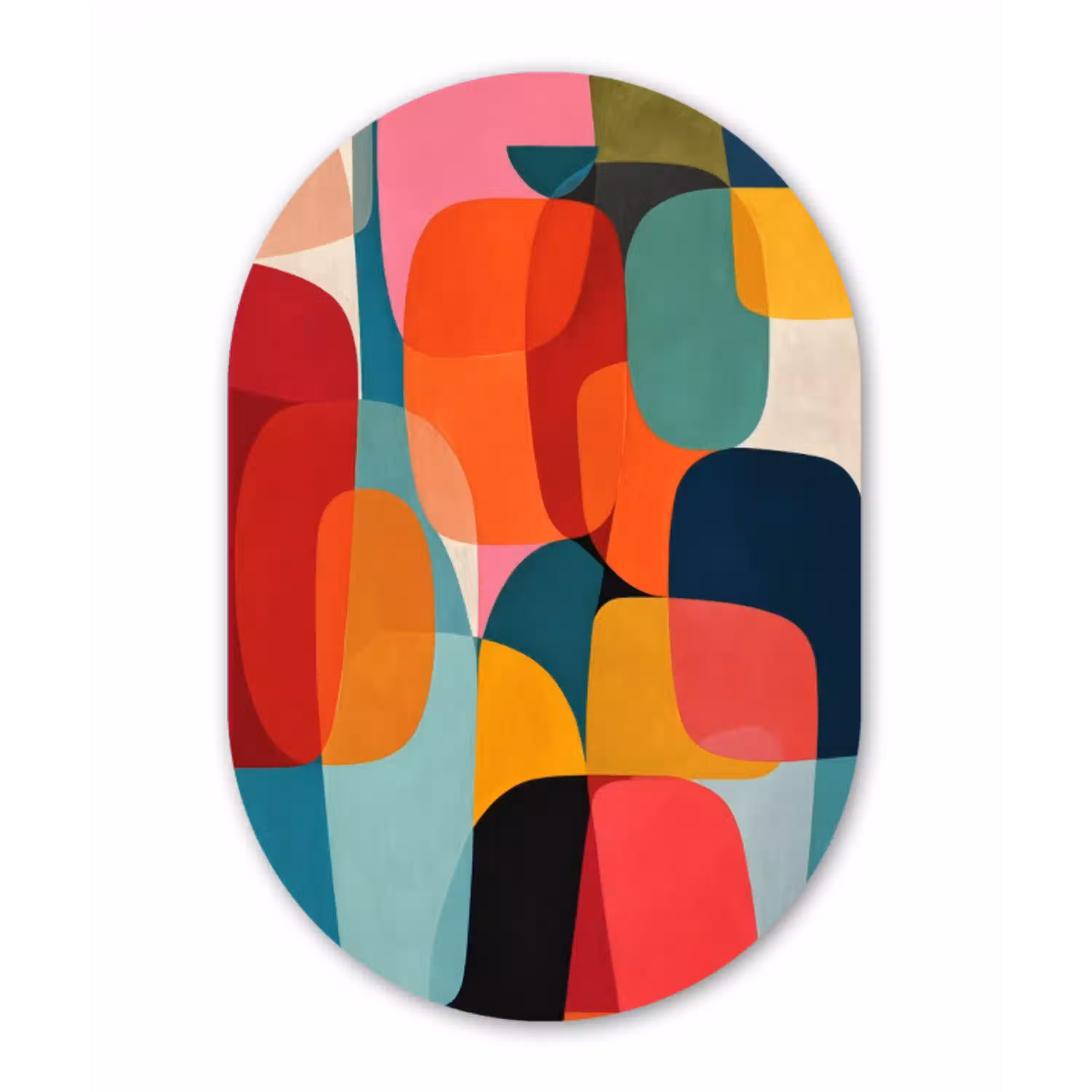 Vormen - Kleurrijk - Abstract - Vlakken Wandcirkel Ovaal Forex klein -3d