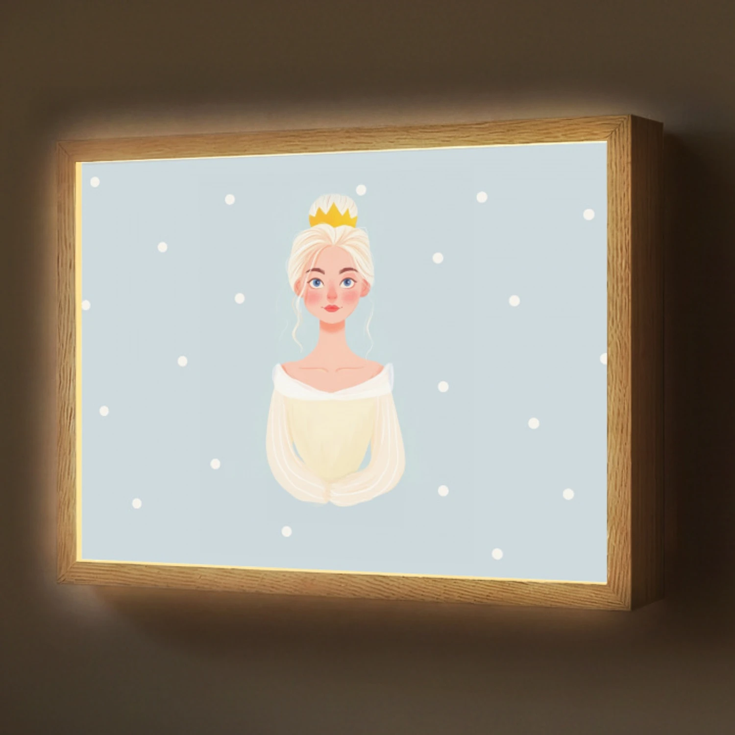 Prinses - Kroon - Blauw - Stippen Light Box met batterij (Wandlamp) middel -z3d_website