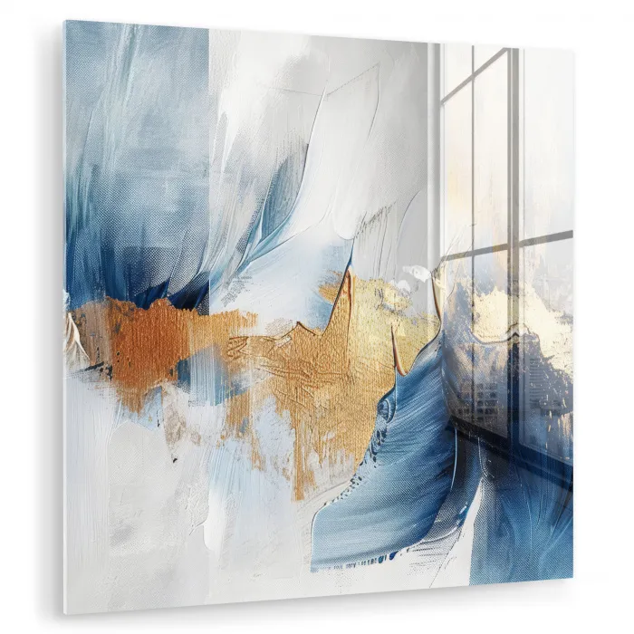 Goud - Blauw - Watercolor - Kunst - Modern plexiglas 5mm klein -zzzproduct_nieuw